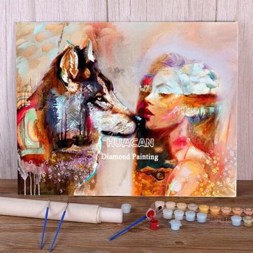 Beauty Wolf Animal Coloring By Numbers Painting Kit Oil Paints 50*70 Boards By Numbers Paintings For Children Wholesale