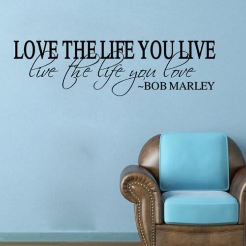 Love the life vinyl quote bob marley wall decal home decor living room bedroom diy art mural removable wall stickers