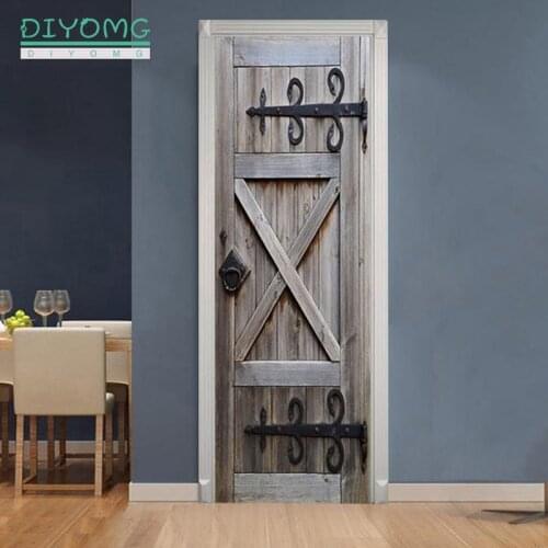 77x200cm 3D Door Stickers DIY art For Door self-Adhesive Wallpaper Murals Vinyl Removable Retro Art Door Decals Home Decoration