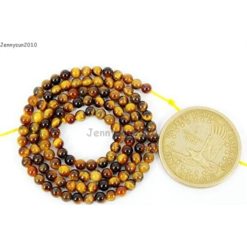 Natural Tigers Eye Gems Stones 3mm Smooth Round Spacer Loose Beads 15'' Strand for Jewelry Making Crafts 5 Strands/Pack