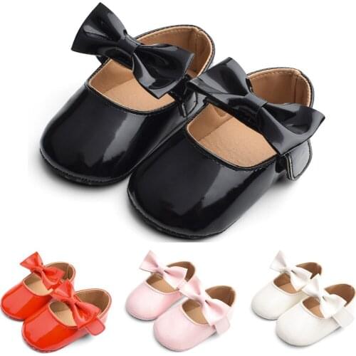 First Walkers Shoes For Toddler Kids Baby Girls Patent Leather Cute Bow Firstwalk Hook&loop Casual Shoes для новорожденных