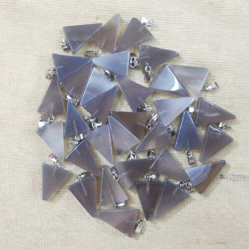 Wholesale 50pcs/lot 2016 fashion high quality natural gray Onyx triangle shape charms pendants for jewelry making free shipping