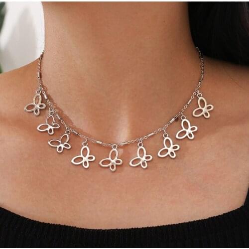 Cute Butterfly Pendant Necklace for Women Fashion Charm Clavicle Chain Necklace Party Jewlery Accessories