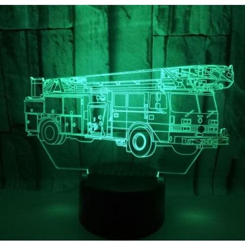 Fire Vehicle 3d Night Lamp Seven Colors Touch Color 3d Lamp Shenzhen Factory Direct Selling Small Table Led Night Light