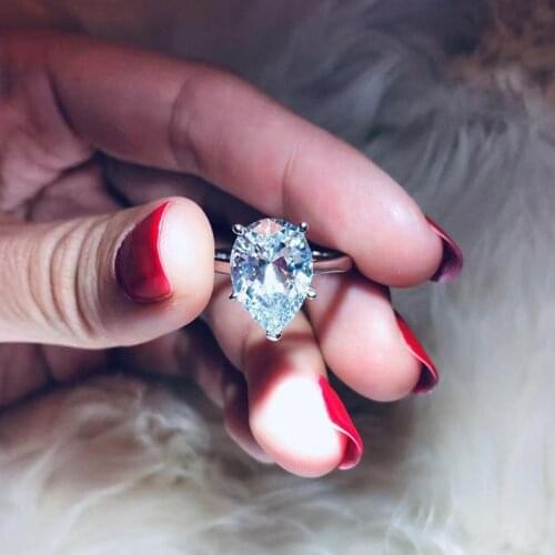 Luxury 10 Carats Water drop AAAAA+ Zircon wedding rings for women Top quality 925 Sterling silver Colorful Birthstone ring Bague