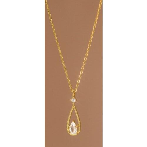 Real. Authentic 925 Sterling Silver Jewelry CZ 4A+ Waterdrop Tears CZ necklace Pendant C-D8486