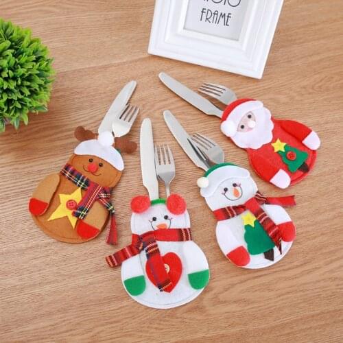 Christmas Knife And Fork Bag Snowflake Christmas Party Decorations And Fork Bag Cutlery Tableware Wedding Party Dinnerware