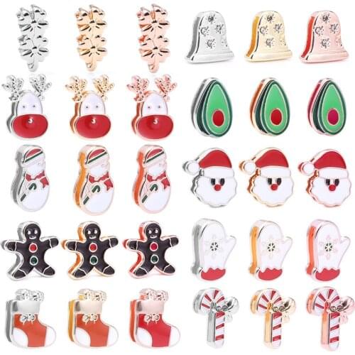 Christmas Style Stainless Steel Bracelet Beads Christmas Boot Snowman Boot Snowflake Charms Pendants Jewelry Making Accessor