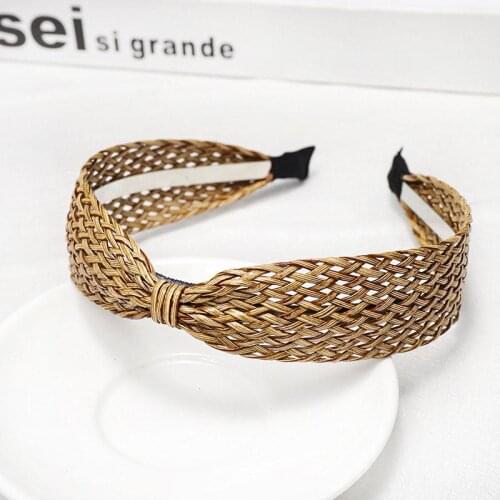 Hand-woven Headband Knotted Wide Hairbands Vintage Version Women Girls Cross Handmade Hair Hoop Hair Accessories