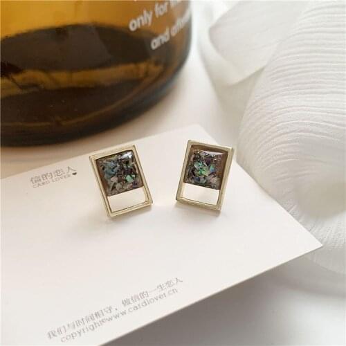 Han Edition Stud Earrings Fashion Personality Creative Design Geometry Color Earrings The Temperament Of Women Jewelry Gifts