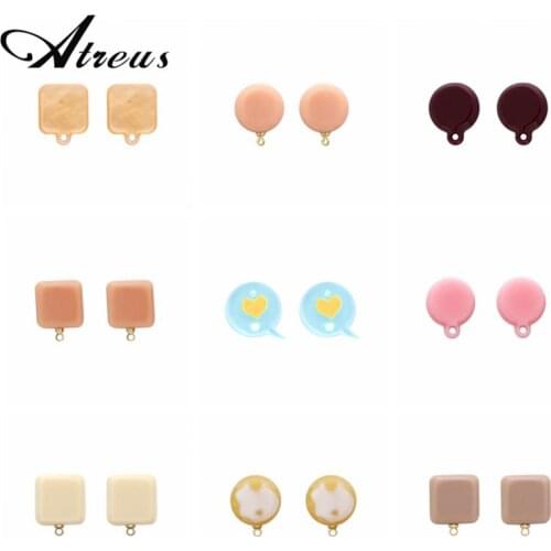 Creative Color Resin Pin Findings Stud Earring Basic Pins Stoppers Connector For DIY Jewelry Making Accessories Supplies