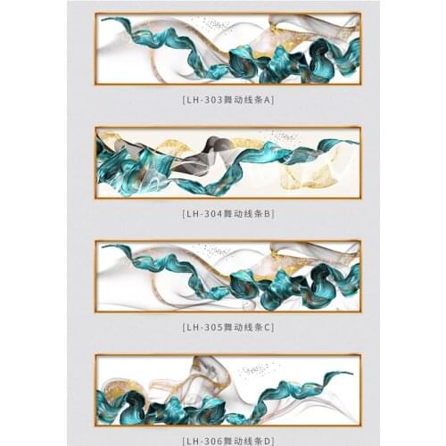 Modern Abstract Painting Green Ribbon Canvas Poster Mural Bedroom Poster Waterproof Printing Family Gift 180x50cm Decorative