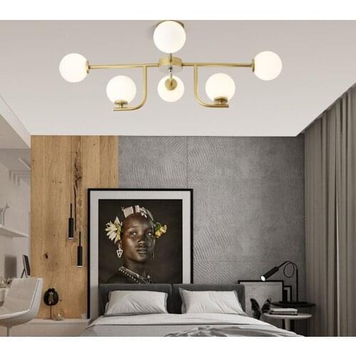 Modern Glass Shade Pendant Lamp Living Room Lights Golden Lamp Body LED G9 High Quality Chandelier Bedroom Light Fixture