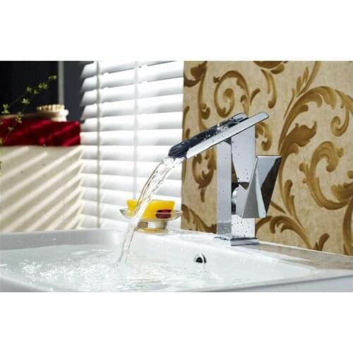 Vidric New Modern Chrome Bathroom Basin Faucet Brass Mixer Tap Waterfall Faucets hot and cold water sink taps