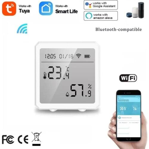 Tuya WiFi Smart Temperature Humidity Sensor Digital Thermometer Hygrometer BLE Work With Alexa Google Assistant Smart Life APP