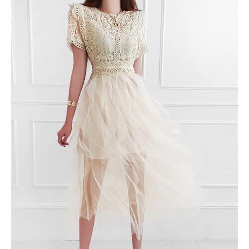 Evening Party Dresses for Women Summer Mesh Lace Patchwok High Waist Elegant Bodycon Woman Design Maxi dresses Vestidos Robe