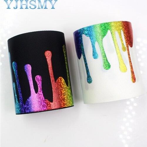 YJHSMY,G-18815-972,75 mm,10 yards,multicolor Hot stamping grosgrain ribbons,DIY Hair accessories wedding gift wrap Material