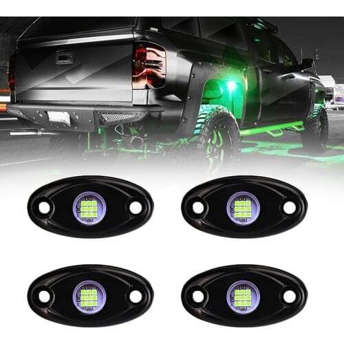 4 Pods 9W Waterproof LED Rock Light Kit Decorative lights for Jeep Offroad Car Truck UTV ATV Boat Underbody