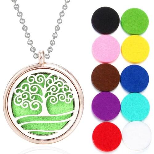 Rose Gold Color Diffuser Locket Perfume Essential Oil Necklace Magnetic Aroma Locket With 10Pads for Woman Aromatherapy Jewelry