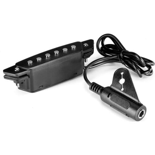 SH-85 Black 6 Hole Soundhole Pickup with Active Power Strap End-Pin Jack for Acoustic Guitar