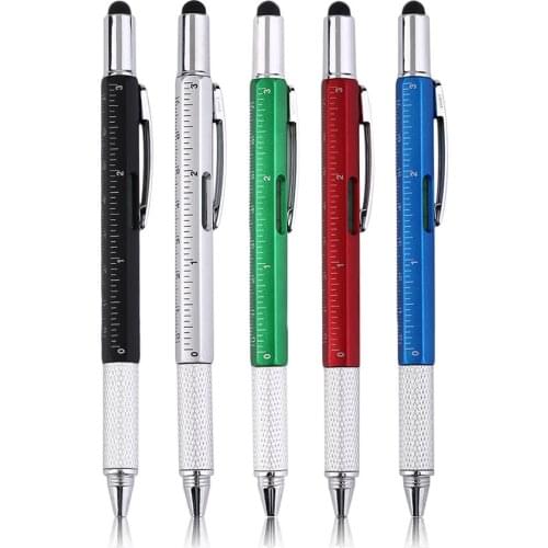 1pcs 6 In 1 Multifunctional Touch Screen Stylus Pen Ballpoint Pen Portable Size Ballpoint Pen With Ruler Screwdriver Pen