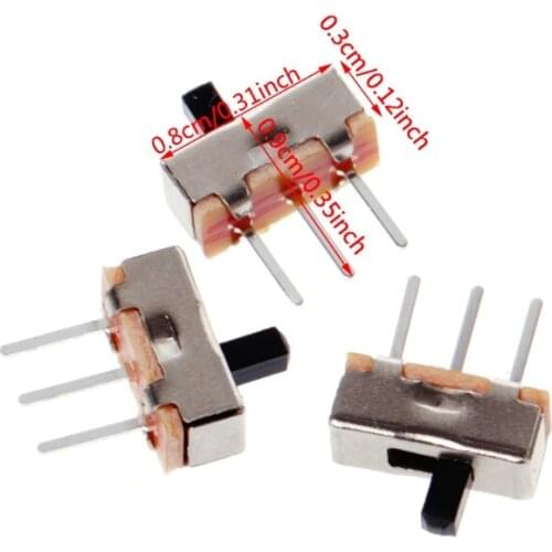 10 Pcs 2 Position On/Off SPDT 1P2T 3 Pin PCB Panel Mini Vertical Slide Switch SS12D00G3