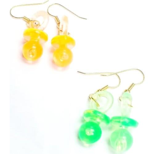 2 Pairs VINTAGE Plastic Charms Earring Retro Fashion Jewellery Girl Toy Pacifier birthday party Favors pinata novelty gift prize