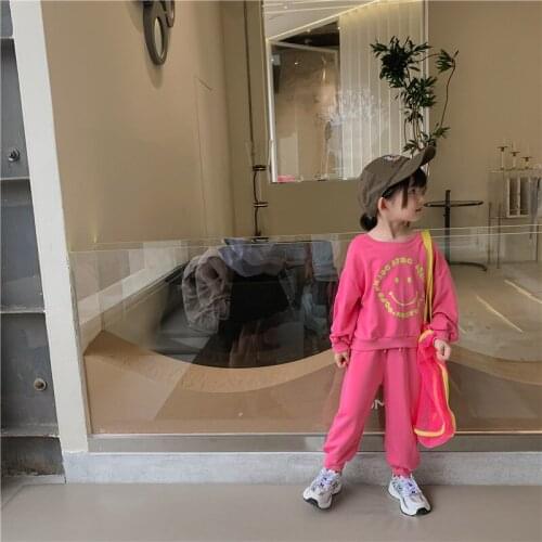 Girls Suits Sweatshirts + Pants 2pcs Kids Cotton 2021 Loose Spring Autumn Uniforms Custom Sport Sets Teenagers Outwear Children