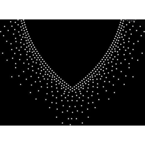 2pc/lot Neckline patch hot fix rhinestone transfer motifs iron on applique patches for sweater