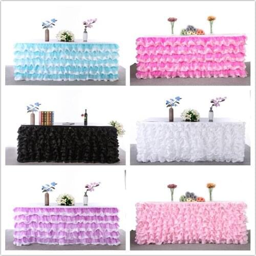 2019 NEW Customized Wedding Tulle Tutu Table Skirt Decoration Party Table 77x275cm 3 yards