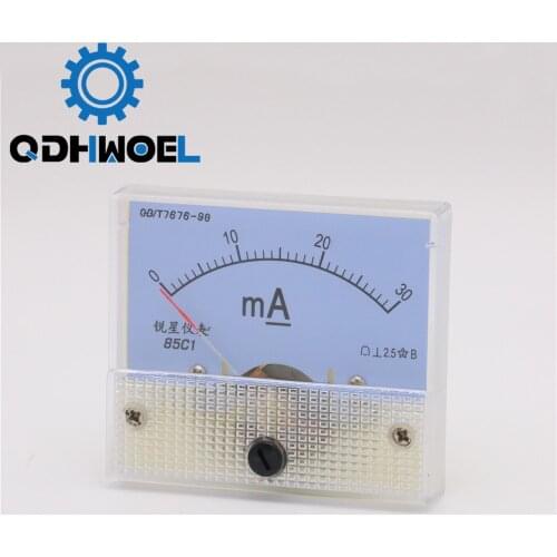 30mA Ammeter Analog Amp Panel Meter Current HUA 85C1 DC 0-30mA for CO2 Laser Engraving Cutting Machine
