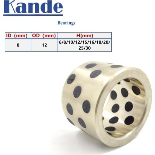 4Pcs JDB JDB081215 8X12X6/8/10/12/15/20/25/30 linear graphite copper set bearing copper bushing oil self-lubricating bearing