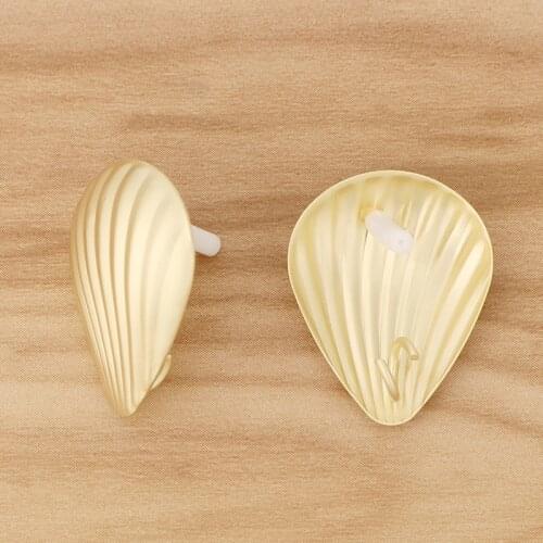 5 Pairs Gold Tone Alloy Shell Scallop SeaShell Stud Earrings for DIY Jewellery Making Accessories 25x20mm