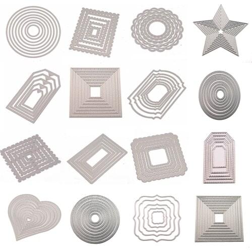 Basic Frame Label Square Circle Metal Cutting Dies for DIY Scrapbooking Dies Stencils Crafts Making Photo Album Card Template
