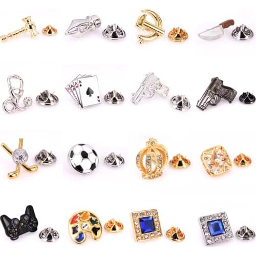 Brooches Lapel Pin sports Badges Men Jewelry Trendy Vintage Boxing glove Football pistol golf Chess Lapel Pin Brooches For Men
