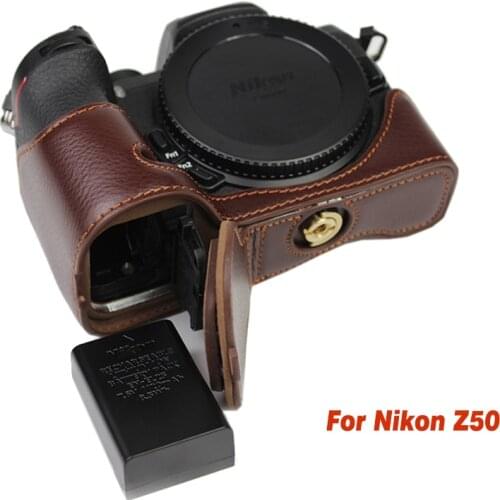 Genuine Leather Case camera bag cover for Nikon Z50 Z-50 half shell protector with Battery Opening