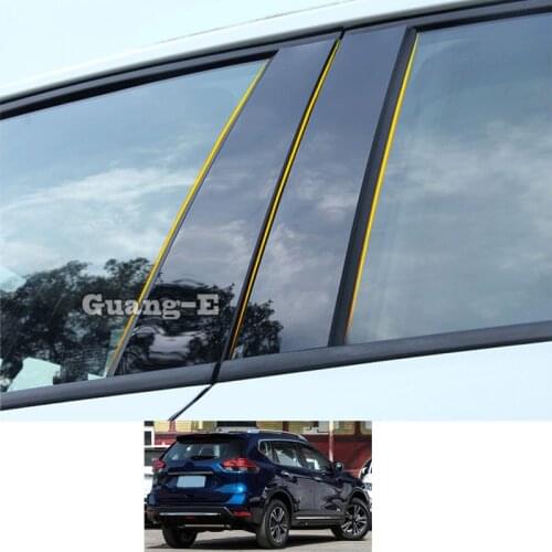 For Nissan X-Trail Xtrail T32/Rogue 2014-2021 Car PC Material Pillar Post Cover Door Trim Window Piano Black Molding Stick