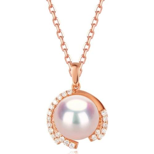 Elegant Pearl &zircon Diamond Gemstones Pendant Necklaces For Women Rose Gold Tone Choker Chain Japan Jewelry Bijoux Korea Gifts