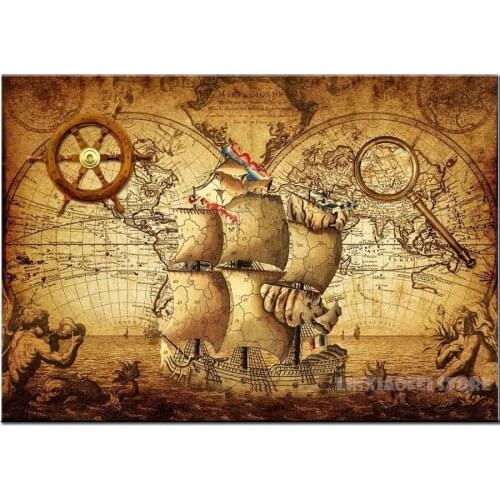 Mural Vintage nautical world map 5D Diy Diamond Painting Full Square Round Drill Embroidery Travel Landscape Mosaic Needlework