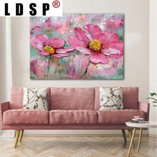 LDSP Canvas Painting Abstract Pink Flowers Prints Wall Art Painting Plant Posters Decorative Pictures For Living Home Decor