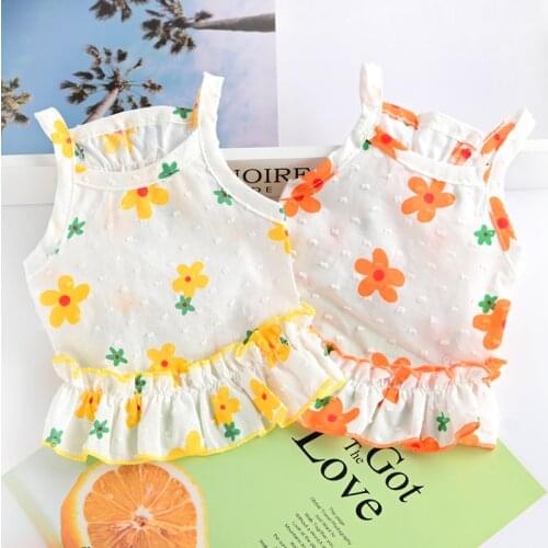 Summer Pet Clothes Floral Dog Dress For Dogs Skirt Summer Dog Wedding Dresses Yorkshire Clothes For Dogs Skirts Pet Cat Dress