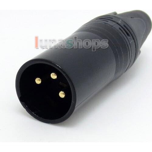 LN004699 Black 3pins XLR Male Plug Microphone Connector Adapter For DIY Earphone cable