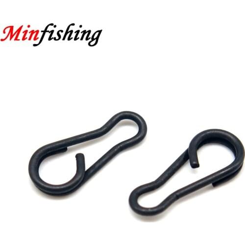 Minfishing 50pcs/lot Black Oval Carp Fishing Snap Clip Hook Lure Connector Fishing Hook Accessories