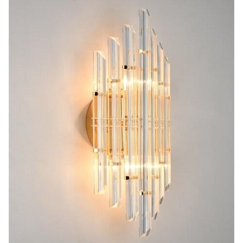 Postmodern minimalist creative crystal decorative wall lamp high-end clubhouse villa bedroom bedside aisle designer wall lamp