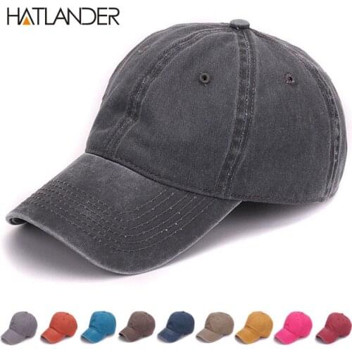 HATLANDER Plain dyed sand washed 100% soft cotton cap blank baseball caps dad hat no embroidery mens cap hat for men and women
