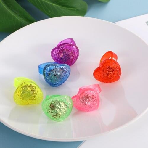 24 LED Light Up Soft Heart Rings Bulk Blinking Jelly Ring Birthday Party Favor for Bar Parties Bag Fillers Toy Assorted Colors