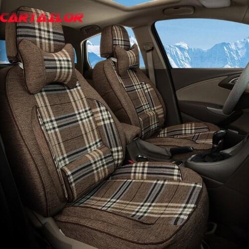 CARTAILOR Flax Car Seat Cover Set for Volkswagen Scirocco 2009 Cushion Covers Custom Fit Cover Seats Protector Airbag Compatible