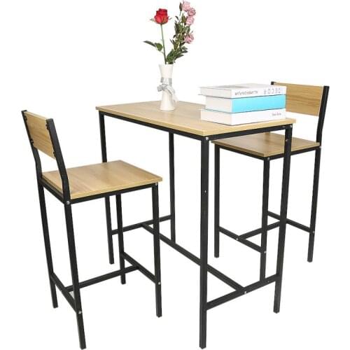 Dining Room Furniture Sets A Set Of 3 Oak High Back Table And Chair Sets Dining Table Set Furniture Kitchen Table Set HWC