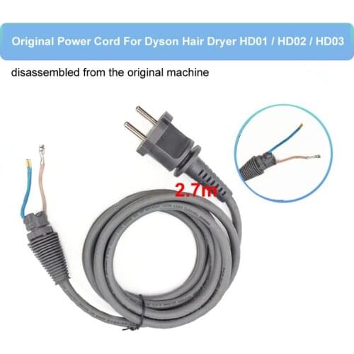 Original Wire Power Cord for Dyson Hair Dryer HD01 HD02 HD03 Professional Repair Tool 2.7m UK/EU Plug