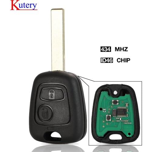 Kutery 433Mhz Remote Key + PCF7961 Chip For Peugeot 207 307 2 Buttons Car Keyless Fob Control HU83 Blade